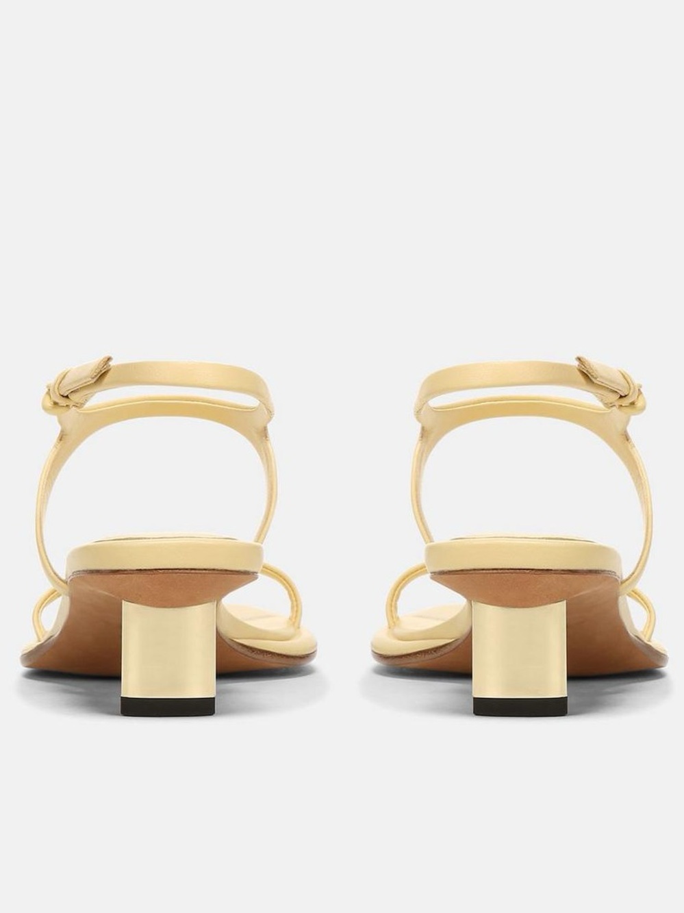 Vince Ester Leather Sandal - Butter Yellow Gold Kitten Heel Ankle Strap Sandals - Picture 2 of 4